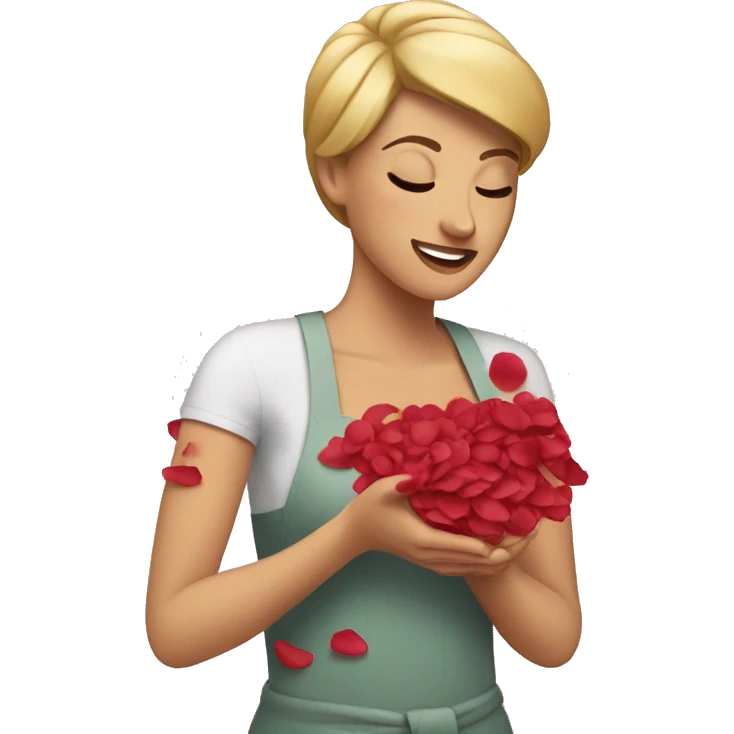 woman peeling rose petals emoji