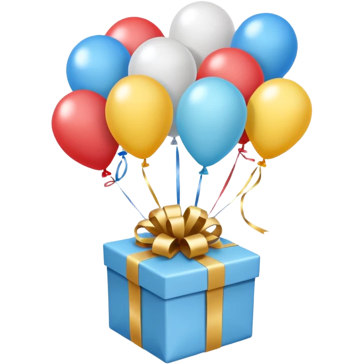 Please make light blue and white balloons too, make several and tie them to a gift, the gifts with the most balloons emoji