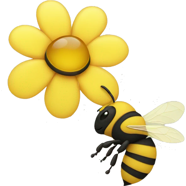 yellow flower with bee emoji