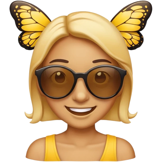 Smiling emoji with butterflies and sunglasses  emoji