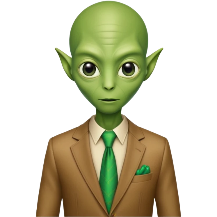Green tall alien wearing Louis Vutton suit emoji