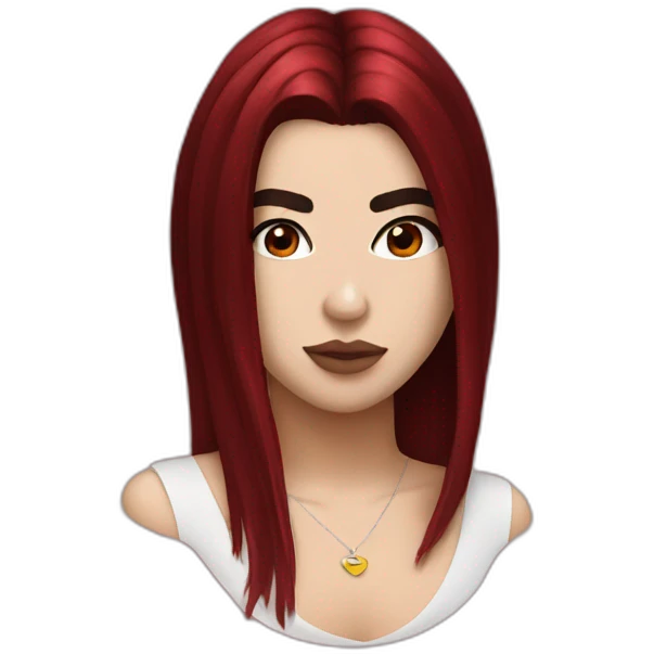 Dua Lipa with dark red hair emoji