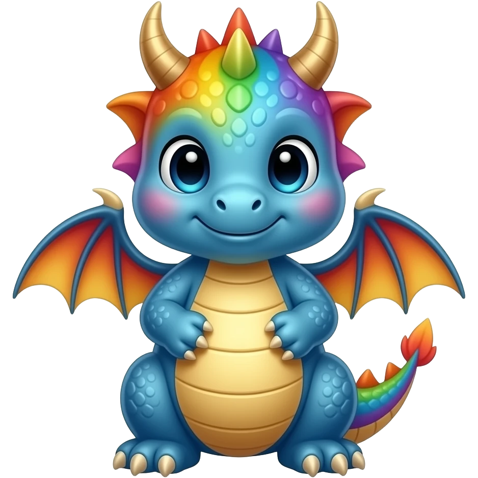Rainbow Cute Dragon Little baby Kawaii emoji