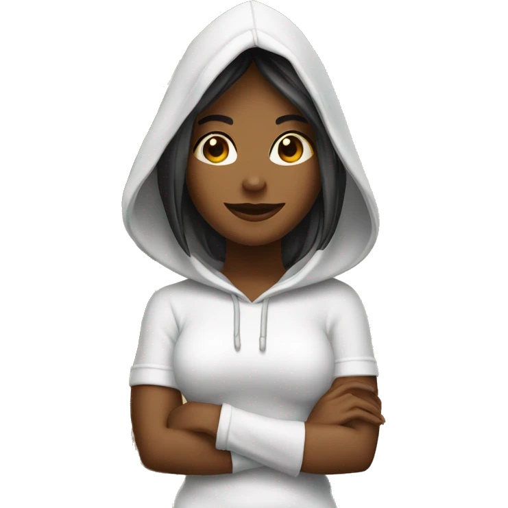 Agirl in hood under palm tree and engagement ring emoji
