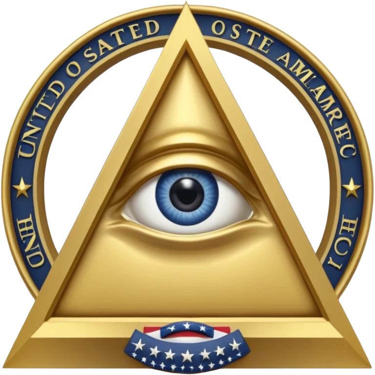 Great seal of the United States of America, the eye into triangle, illuminati symbol emoji