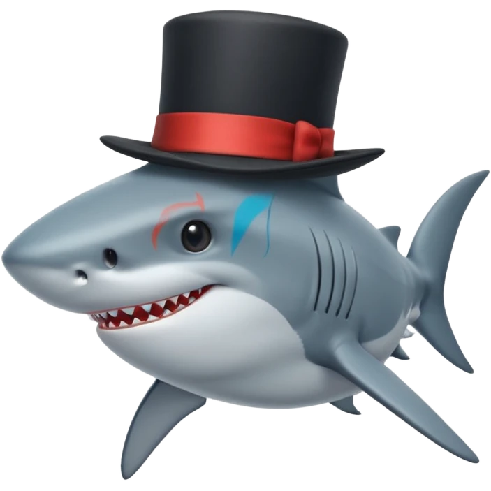 Shark with a top hat emoji