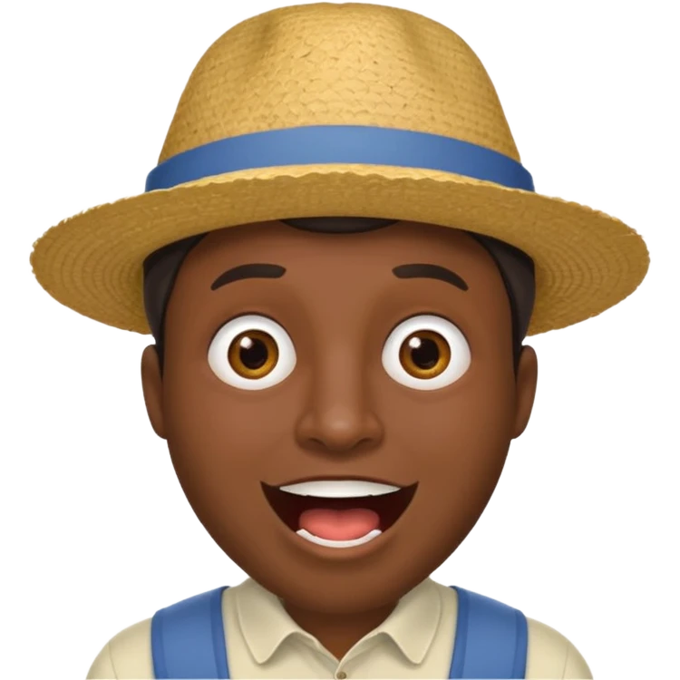 homme créole réunionnais  étonné  bouche ouverte avec chapeau emoji