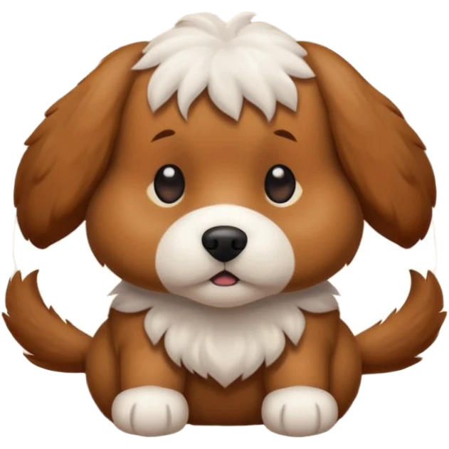 Make a cute brown tuged dog i a carpet emoji