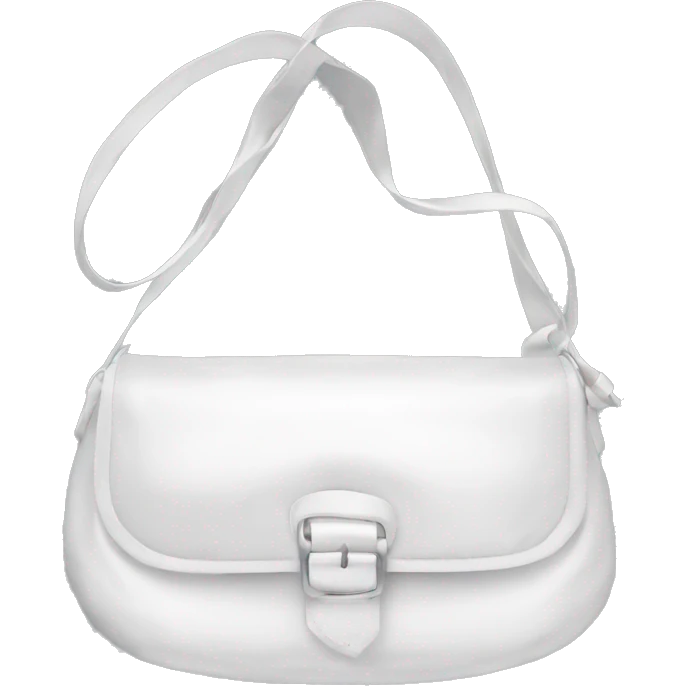 all white silky shoulder bag, with white strap emoji