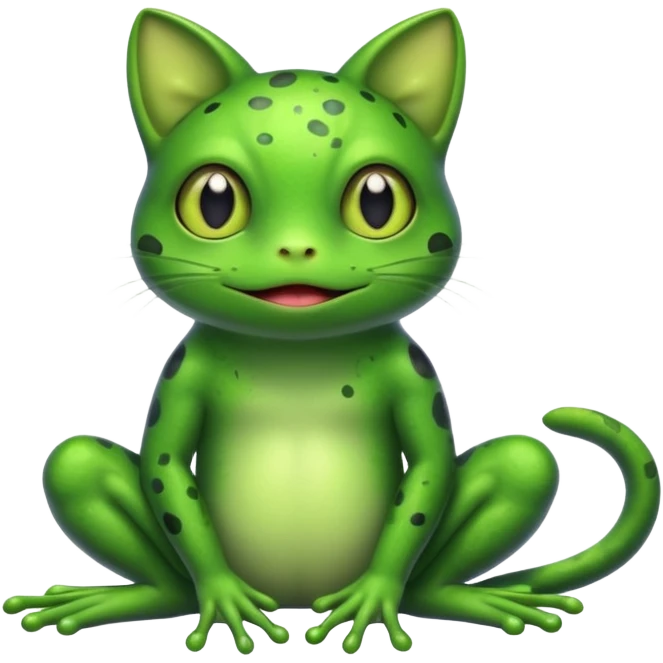 Create frog with the body of cat emoji