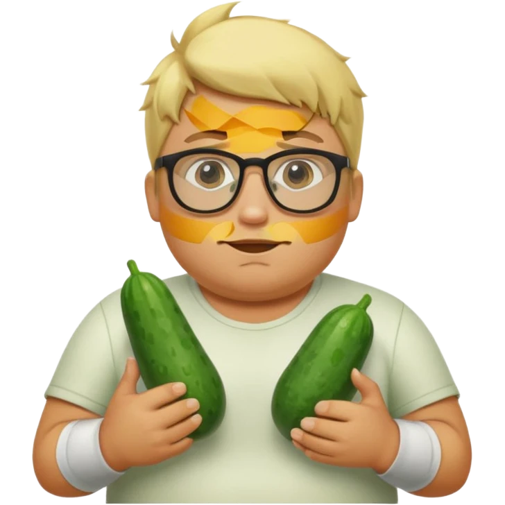 make a cucumber gamer, blonde and fat, male. show cucumbers emoji