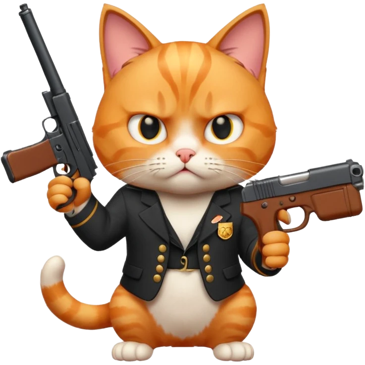Upset cat with a gun emoji