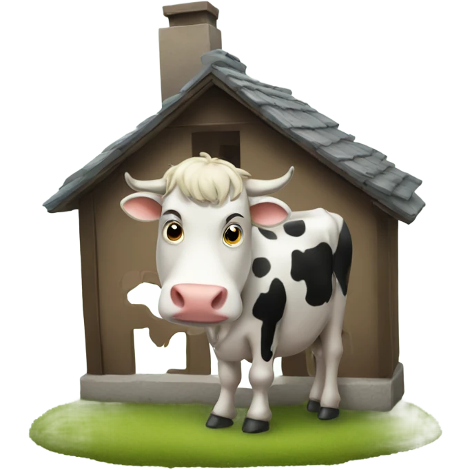 a cow out of a house  emoji