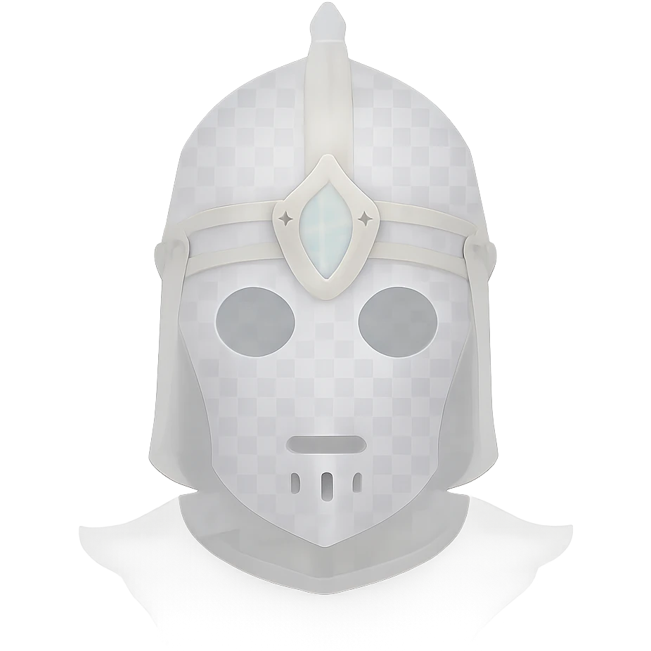 Make the transparent ghost with knight helmet even more transparent with no background, enhancing the ghostly and ethereal effect. emoji