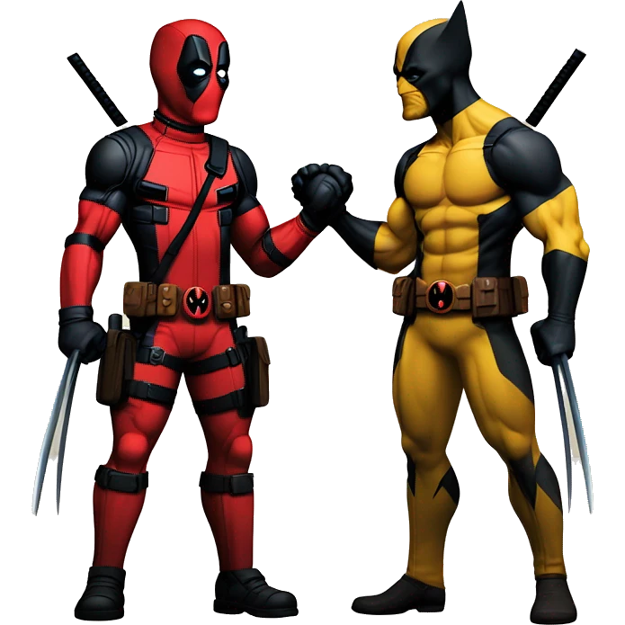 Deadpool and Wolverine holding hands emoji