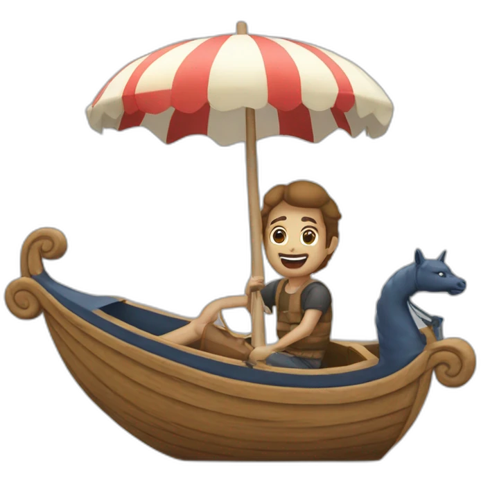 Chat sur un bateaux sur un hippotam emoji