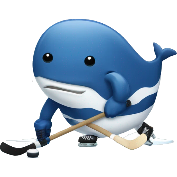 Whale playing hockey emoji