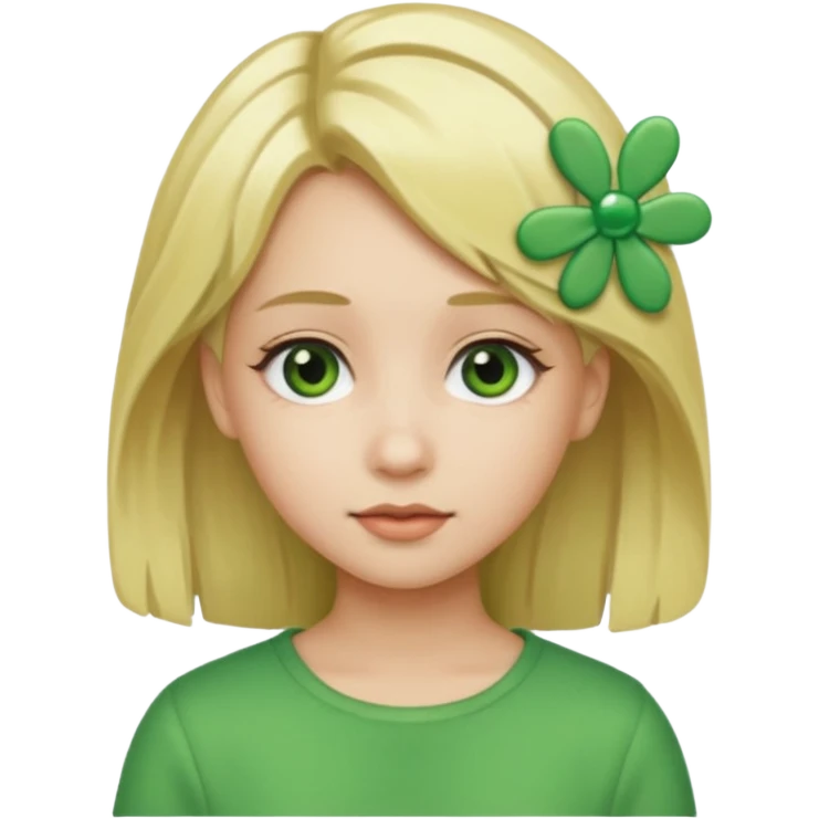  girl with blonde hair and green color hairclip emoji