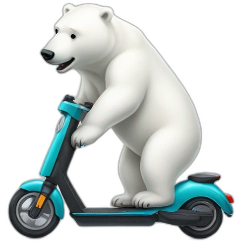 Polar bear on electric scooter emoji