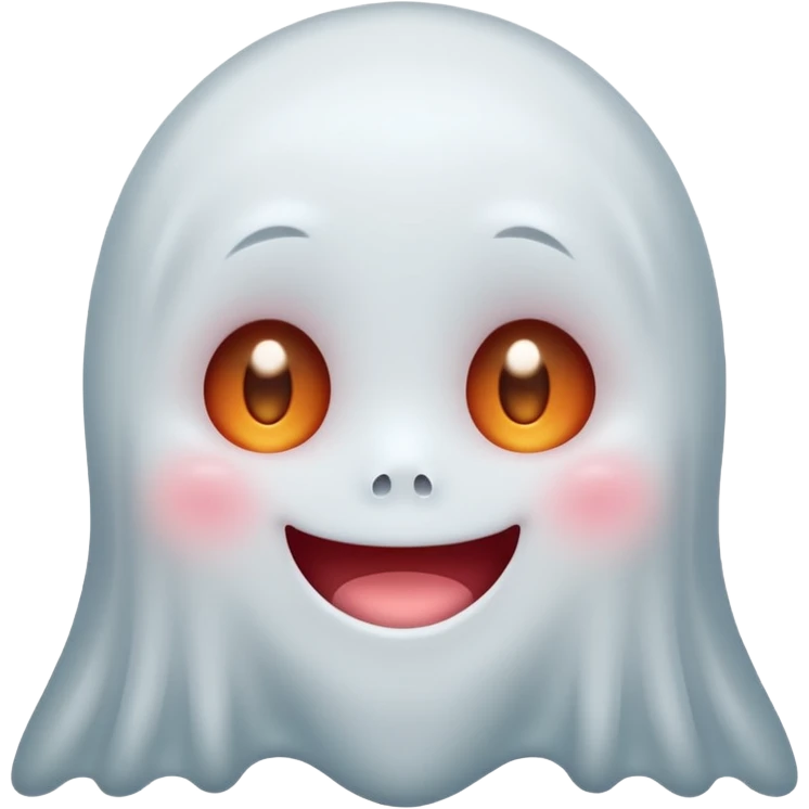 little cute ghost is smiling with blushed face, only fave emoji