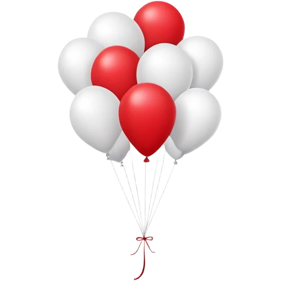 features a large group of white balloons arranged in a neat, grid-like formation. Among them, a single red balloon stands out prominently in the center. The red balloon is slightly elevated compared to the others, drawing immediate attention due to the stark color contrast against the uniform white balloons and the minimal, light-toned background. emoji