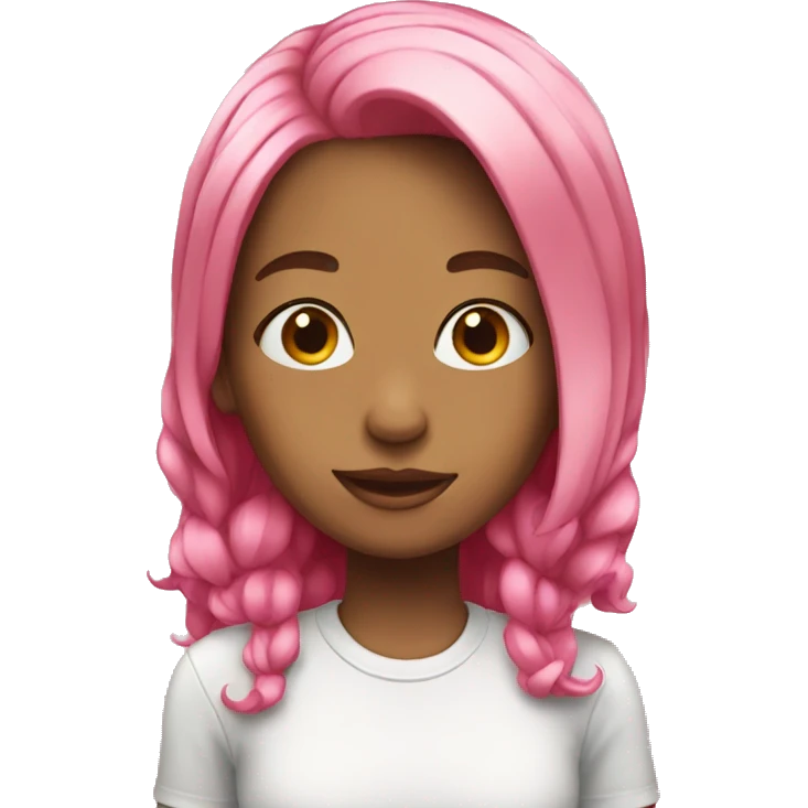 Girl with pink hair happy  emoji