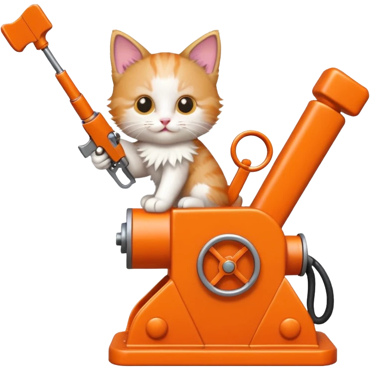 Can you make me a kitten riding a pump jack shooting two guns in their air? emoji