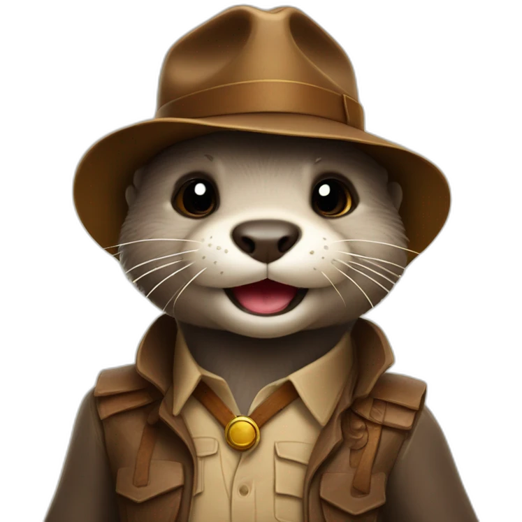 cute otter deguised as a indiana jones emoji