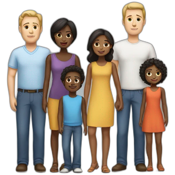 a family consisting of one white man and one ebony woman with 2 kids emoji