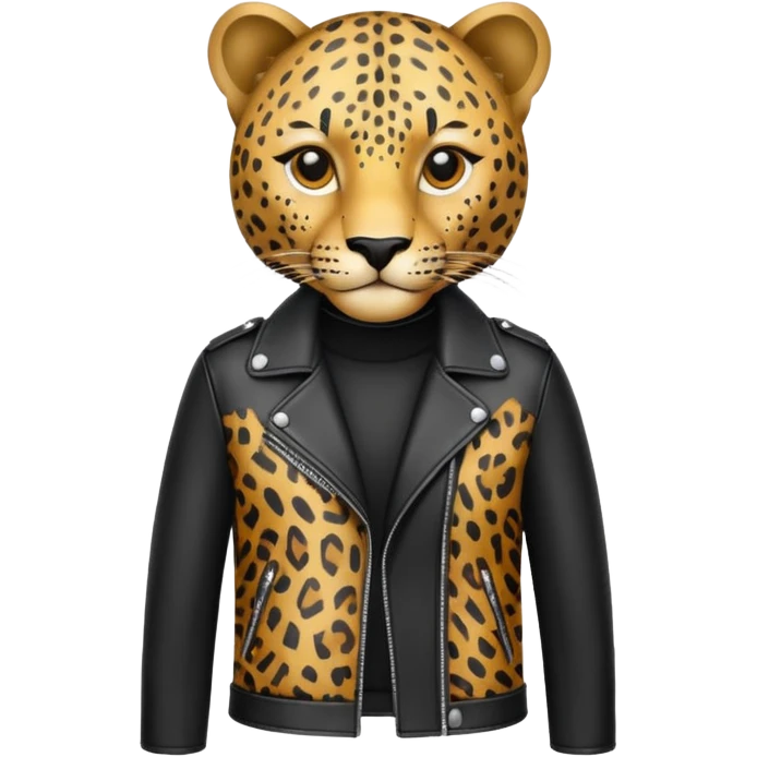 leopard in stylish leather jacket emoji