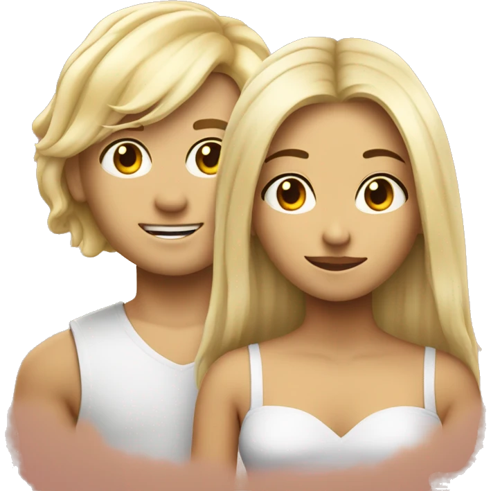 couple girl in blondy har boy in back hair  emoji