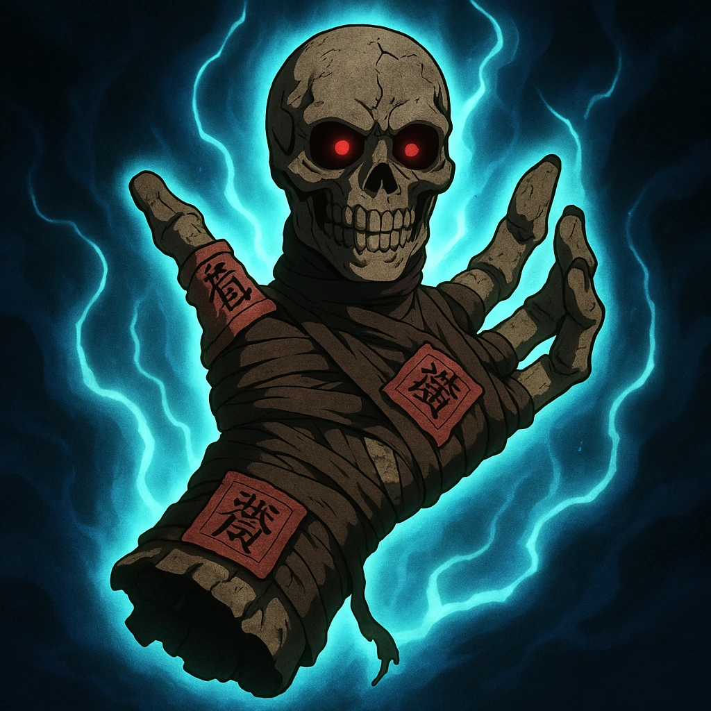 Jujutsu Kaisen cursed object with glowing aura, anime style emoji