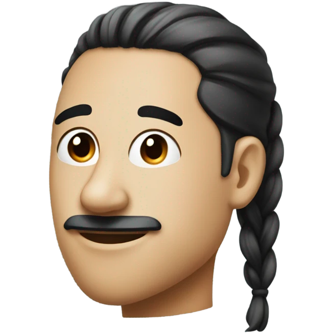 side view of face with black dot of cheek and a pony tail and a big nose emoji