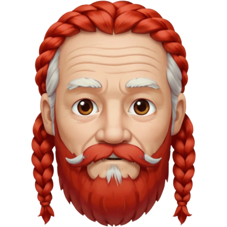 very old, white bearded and white mustached, red long haired, braided, earringed emoji