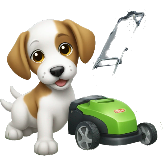 A puppy mowing the grass  emoji