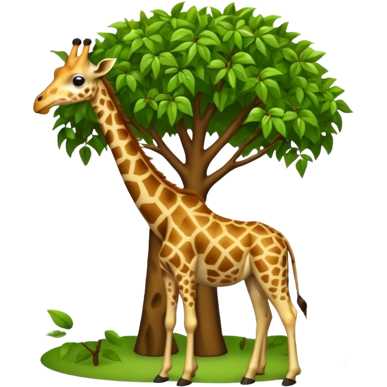 giraffe eating leaves from a tree emoji