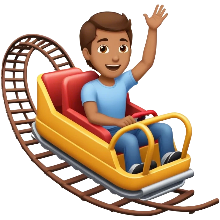 Man with brown hair riding a roller coaster  emoji