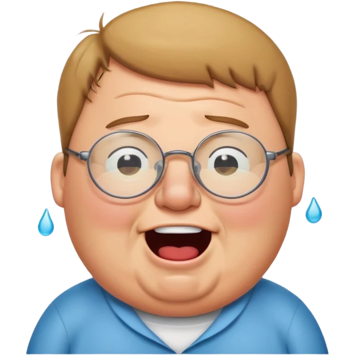 cartoon peter griffin with glasses as a laughing crying emoji emoji