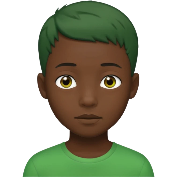 black boy with green short hair emoji