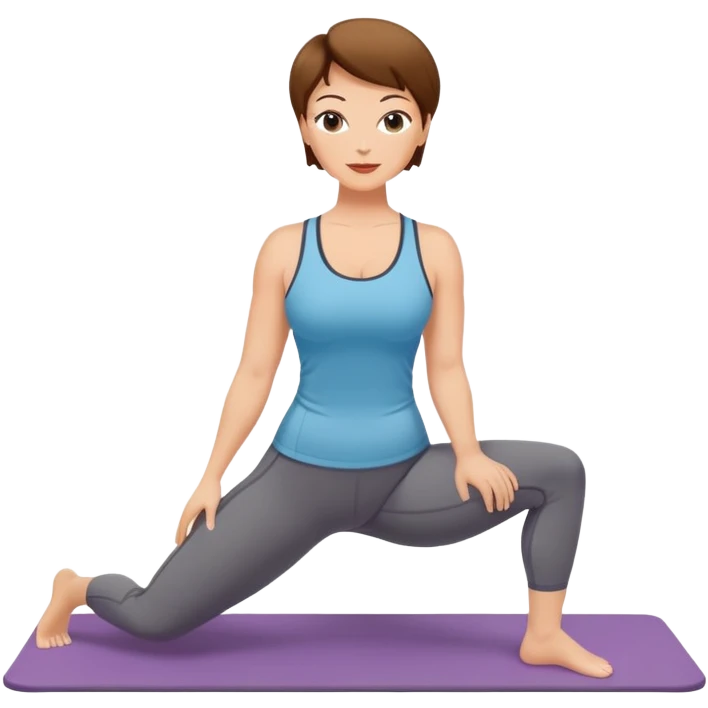 Pretty, sexy, mature, slightly curvy white Woman with short brown hair doing Pilates exercises  emoji
