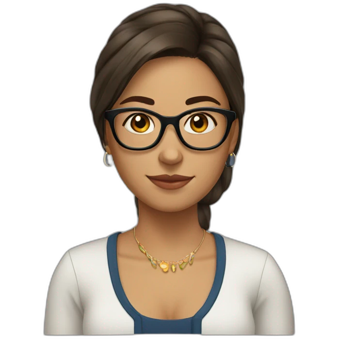 Colombian young woman , with glasses and straight brown hair and 7 earrings in the right ear emoji