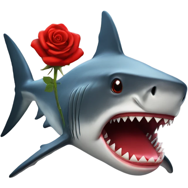 Red shark with a Red Rose in its mouth emoji