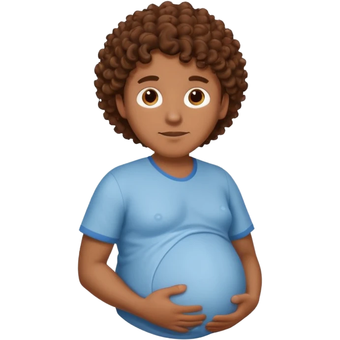 A pregnant Argentinian man with brown curly hair emoji