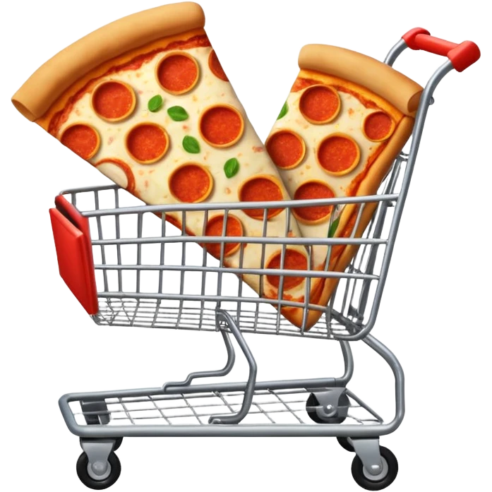 carrello della spesa con pizza oppure vuoto emoji