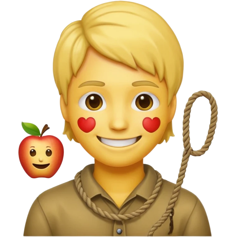 😔 with noose around neck. Apple themed emoji with regular yellowish skin(not completely yellow) only head emoji