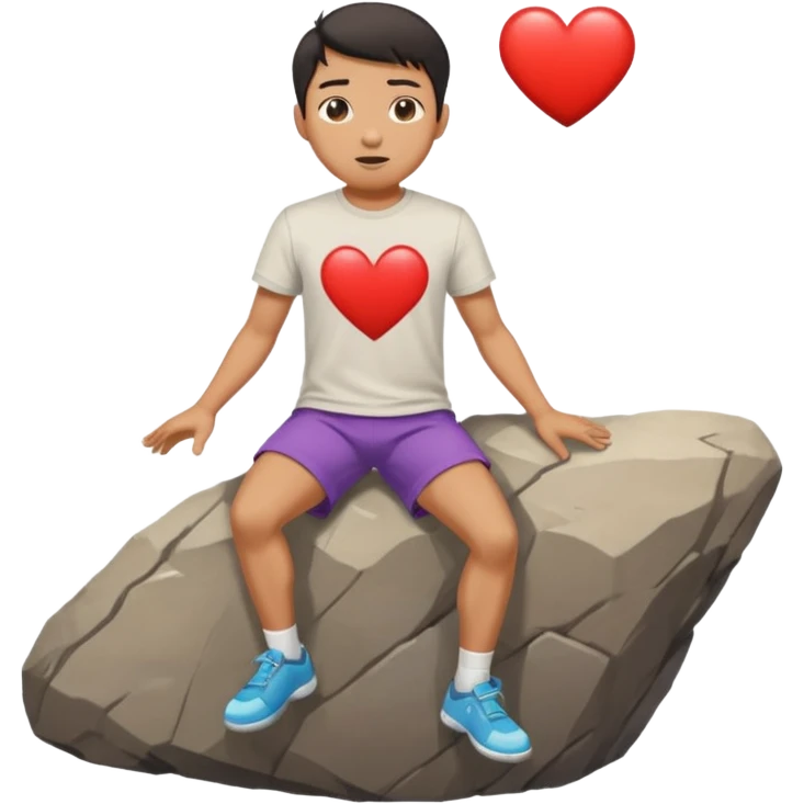 asian man tripping on rock with heart eyes emoji