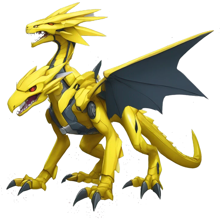  Edgy Shiny Futuristic Yellow Digimon-Fakemon-Reptile-Dragon-Sergal-Mecha full body emoji