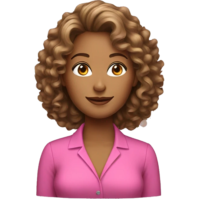 Woman Real estate agent pink shirt curly hair emoji