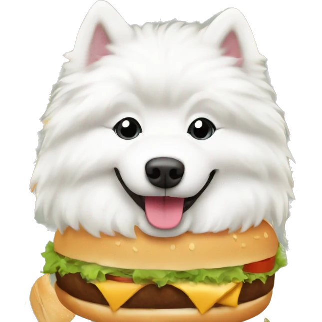Samoyed in middle of a Hamburger  emoji