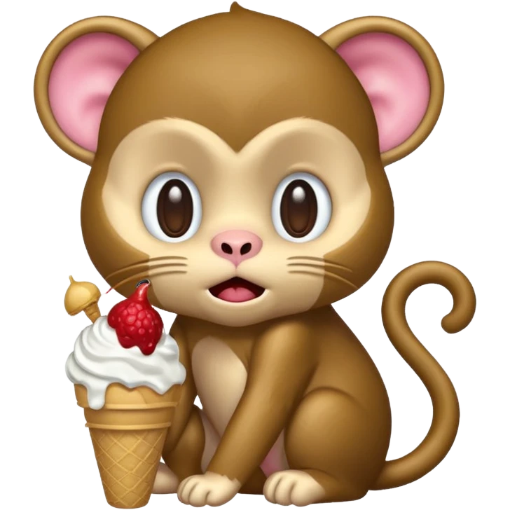 kitty cry beacuse a monkey stole his ice cream emoji